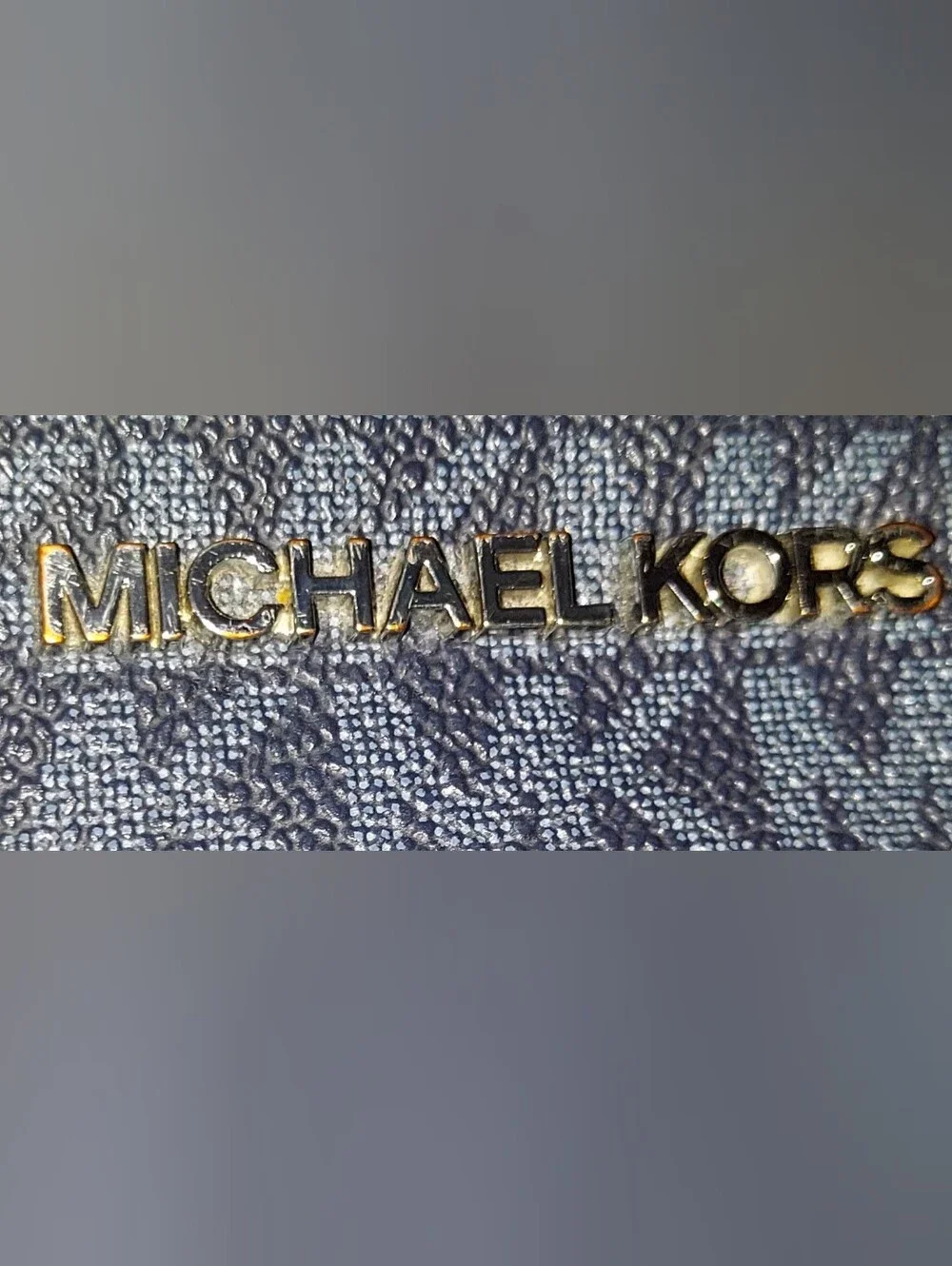 Michael Kors Navy Monogram Bucket Hobo with Light Blue Strap